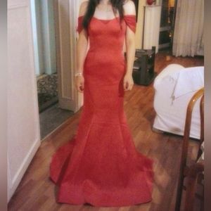 Coral pink sweetheart neckline mermaid minimalist satin gown dress for prom